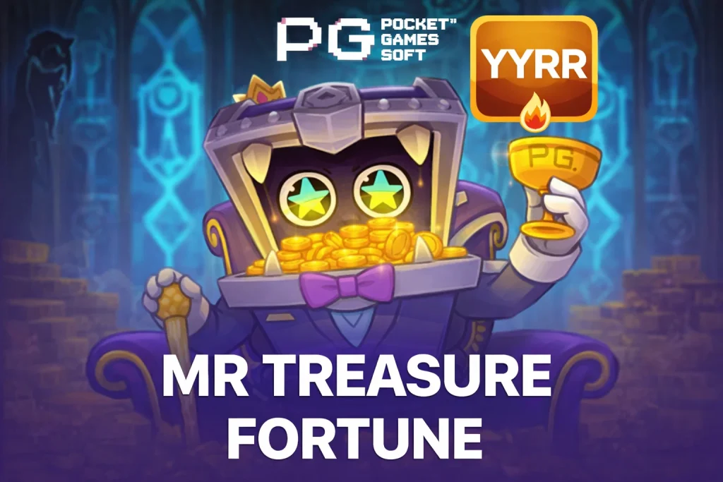 Tampilan permainan MR Treasure Fortune di platform YYRR dengan tema petualangan harta karun dan karakter utama yang khas